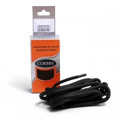 Шнурки для обуви 100см. круглые толстые с пропиткой (018 - черные) CORBBY арт.corb5310c